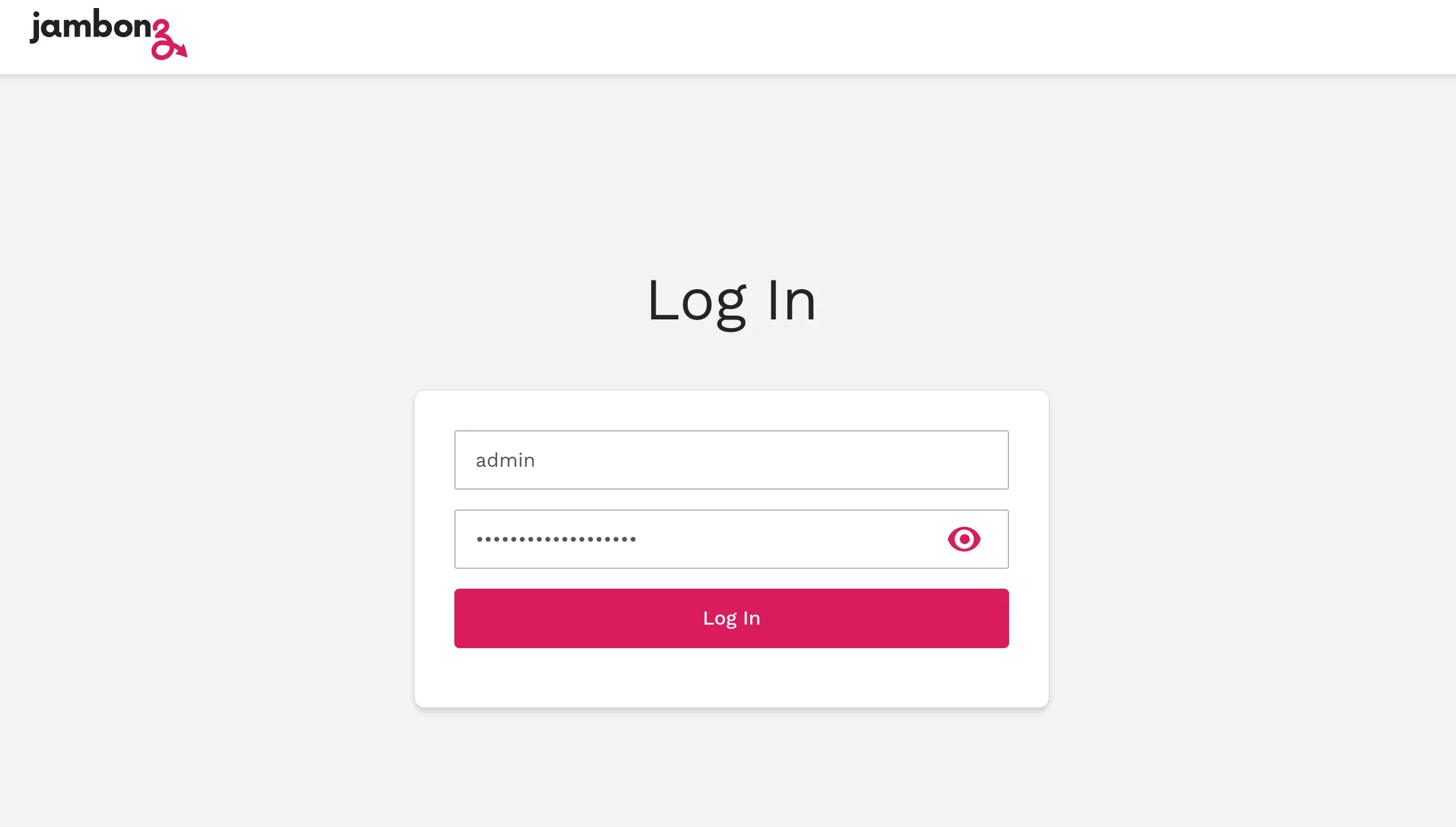 The jambonz portal login screen