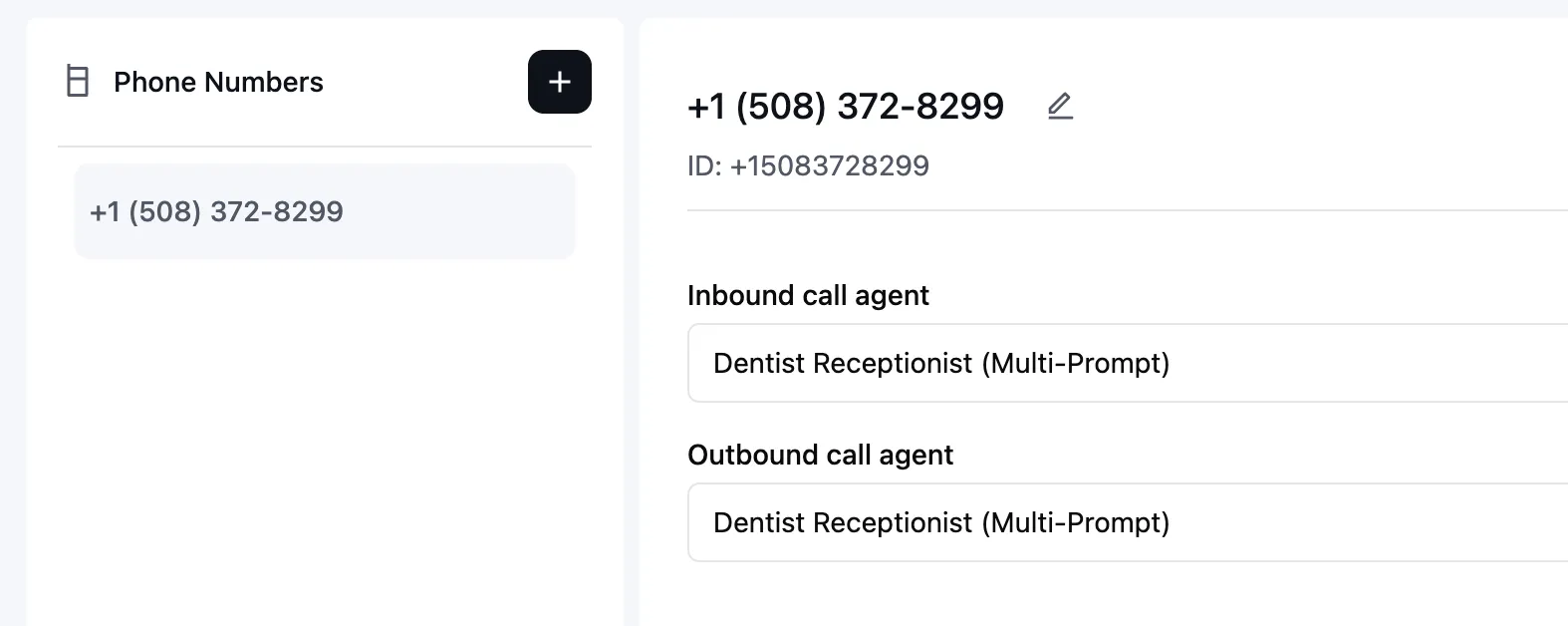 Associating the phone number with a Retell agent